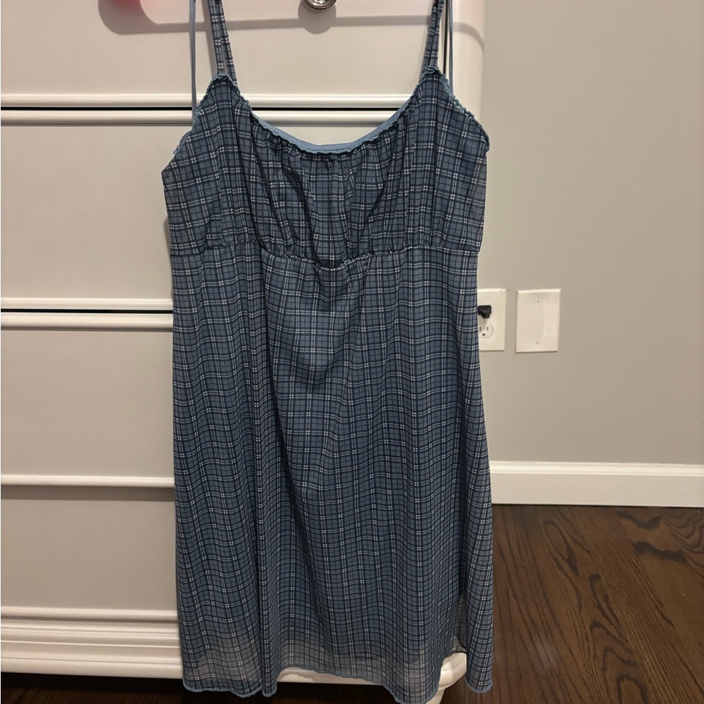 Aeropostale Navy Plaid Spaghetti Strap Y2K Dress